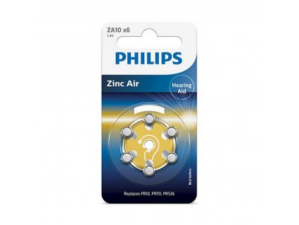 Gombíkové batérie do načúvacích prístrojov Philips ZA10 Zinok (6 ks)