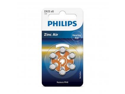 Gombíkové batérie do načúvacích prístrojov Philips ZA13 Zinok (6 ks)