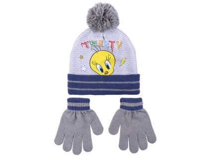 Detská čiapka a rukavice Looney Tunes Sivá (53 cm) (4-8 rokov)