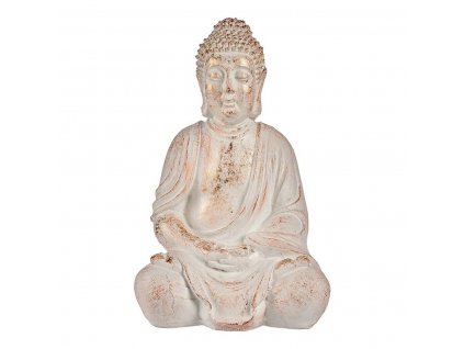 Záhradná socha Buddha Biela/ Zlatá Polyesterová živica (24,5 x 50 x 31,8 cm)