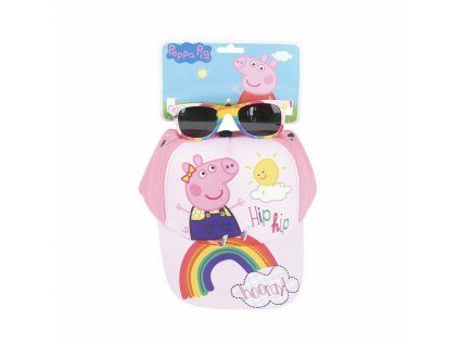 Darčeková sada pre deti Slnečné okuliare + Šiltovka Peppa Pig Ružová (2 ks)
