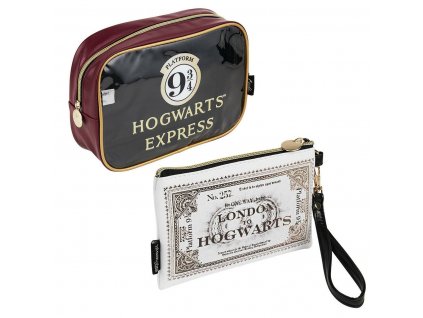 Cestovná kozmetická taška a peňaženka Harry Potter Hnedočervená Biela (2 ks)