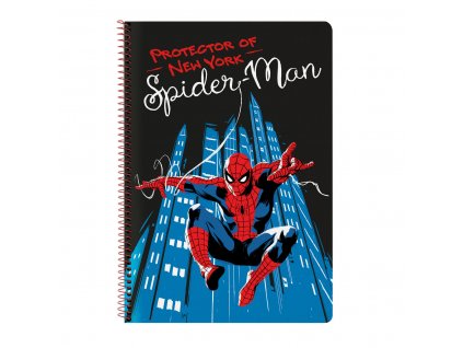 Špirálový zošit A4 Spiderman Hero Čierna Štvorčekový (80 listov)