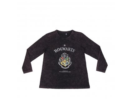 Detské dievčenské tričko s dlhým rukávom Harry Potter Tmavo-sivá