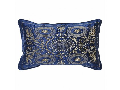 Vankúšik DKD Home Decor Polyester Zamat Zlatá Námornícka modrá (50 x 10 x 30 cm)
