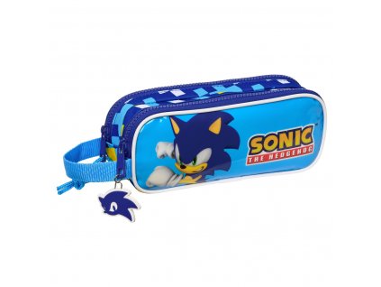 Dvojitý peračník s pútkom Sonic Speed Modrá (21 x 8 x 6 cm)