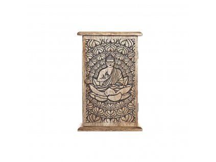 Skrinka na kľúče DKD Home Decor Buddha Mangové drevo Gaštanová Tmavo hnedá (18 x 7,5 x 28 cm)