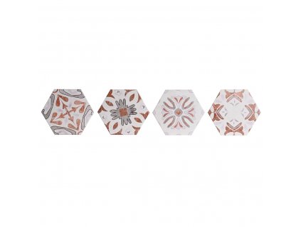 Podložky pod poháre šesťuholníkové DKD Home Decor Arabský Dolomit Korok (10,8 x 10,8 x 0,7 cm) (4 ks)