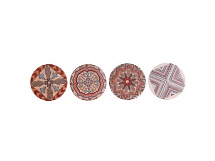 Podložky pod poháre okrúhle DKD Home Decor Arabský Dolomit Korok (10,8 x 10,8 x 0,7 cm) (4 ks)