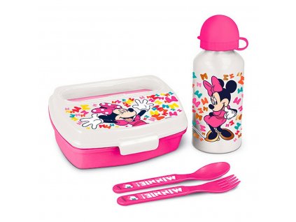 Detský desiatový set Minnie Mouse Lucky Plast Ružová (21 x 18 x 7 cm) (4 ks)