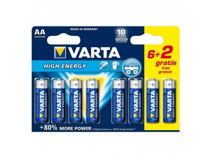 Alkalická batéria Varta LR6 AA 1,5V High Energy (8 ks)