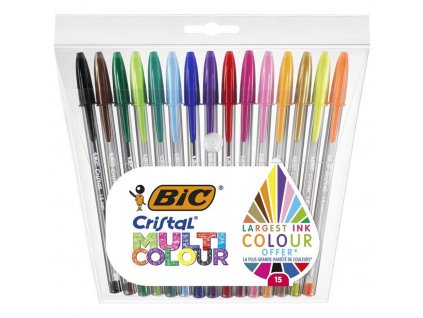 Guľôčkové pero Bic Cristal Multicolour 0,42 mm (Sada 15 ks)