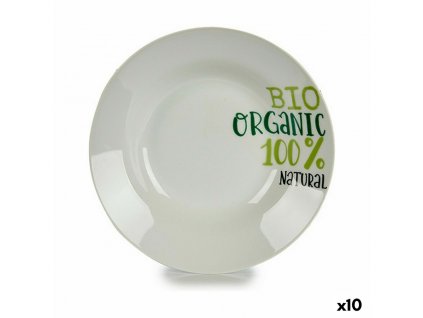 Sada hlbokých tanierov Organic Natural Porcelán Biela Zelená Ø 20,6 cm (10 ks)