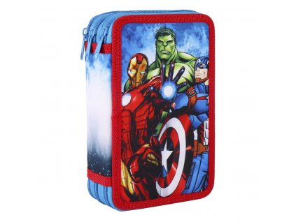 Trojitý peračník The Avengers Modrá (12 x 19,5 x 6,5 cm) (43 Kusy)