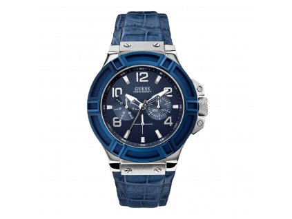 Unisex hodinky Guess W0040G7 Striebristá Modrá (Ø 45 mm)
