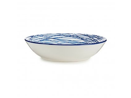 Sada hlbokých tanierov Porcelán Pruhy Modrá Biela (20 x 4,7 x 20 cm) (6 ks)
