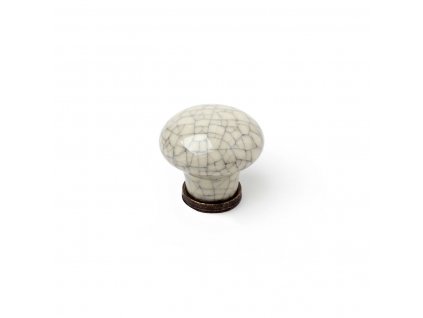 Nábytková úchytka Rei 818 Porcelán Kov Okrúhly Rustikálny Biela (Ø 30 x 27 mm) (Sada 2 ks)