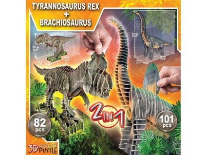 3D puzzle Educa 2 v 1 Tyrannosaurus rex + Brachiosaurus (82 + 101 dielov)