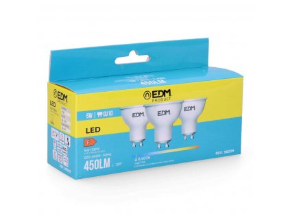 LED žiarovka GU10 5 W 450 lm F 6400 K EDM (3 ks)