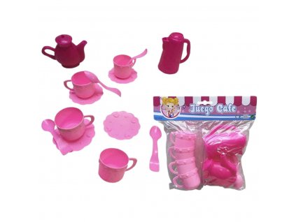 Sada hračiek do detskej kuchynky Kávový servis Plast Ružová (14 ks)