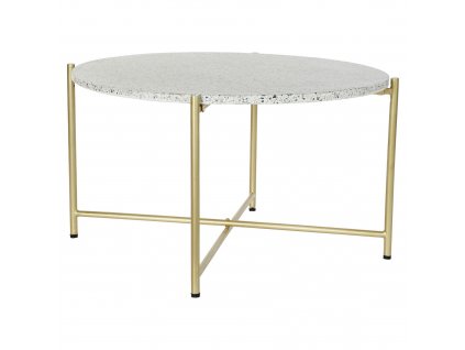 Príručný stolík DKD Home Decor Biela Kameň Železo Zlatá (81 x 81 x 44 cm)