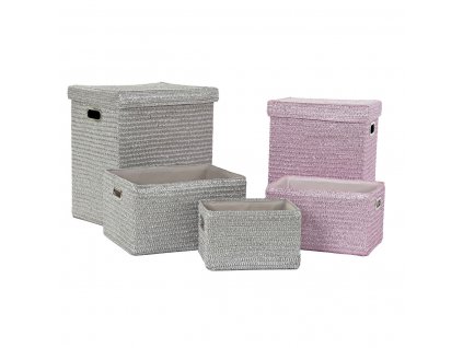Sada košíkov DKD Home Decor Sivá Ružová Polypropylén (5 ks)