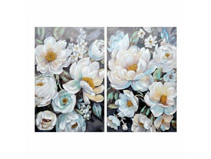 Obraz na plátne DKD Home Decor Kvety (80 x 3 x 120 cm) (2 ks)
