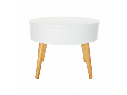 Príručný stolík DKD Home Decor MDF Biela Gaštanová (60 x 60 x 45 cm)