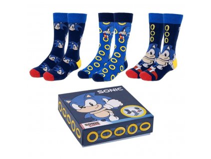 Unisex ponožky Sonic 3 páry Darčeková sada Viacfarebná (Veľkosť 40-46)