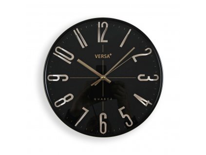 Nástenné hodiny Versa Plast Kremeň Čierna Zlatá (30 x 30 x 4,3 cm)