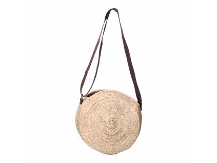 Dámska taška cez rameno EDM Okrúhly Palmový list Koža Nylon Prírodná (30 x 30 cm)