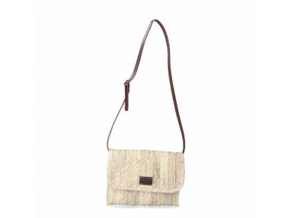 Dámska taška cez rameno EDM Lola Palmový list Koža Prírodná (27 x 20 cm)