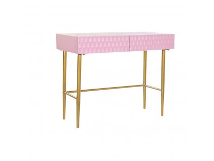 Konzolový stolík DKD Home Decor Moderný Ružová Zlatá Kov Mangové drevo (90 x 45 x 74 cm)