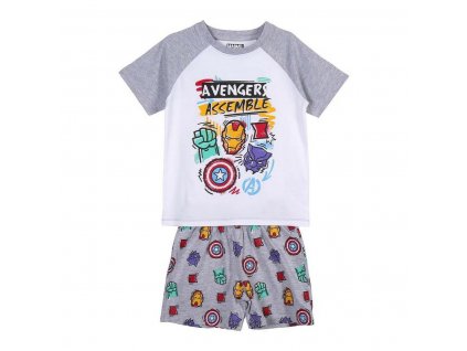 Detské letné pyžamo The Avengers Assemble Bavlna Sivá Biela