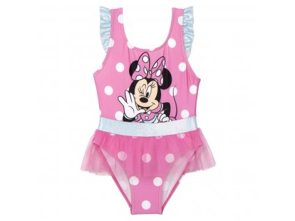 Detské / dievčenské jednodielne plavky Minnie Mouse Polyester Elastan Ružová