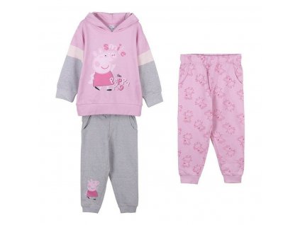 Detská tepláková súprava Peppa Pig Ružová (Mikina + 2 x nohavice) (3 ks)