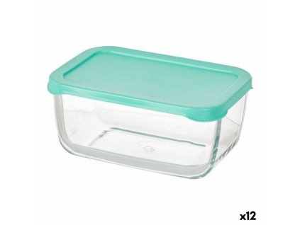 Sada dóz na potraviny SNOW BOX Sklo Polyetylén Transparentná Zelená (16,3 x 7,4 x 11,4 cm) (790 ml) (12 ks)