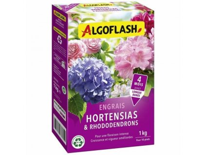 Hnojivo na rastliny pre intenzívne kvitnutie Algoflash Hortenzie Rododendrony (1 kg)