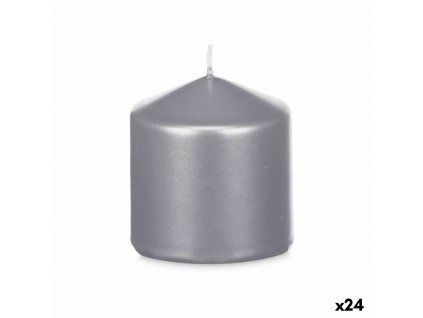 Sada sviečok Strieborná (7 x 7,5 x 7 cm) (24 ks)