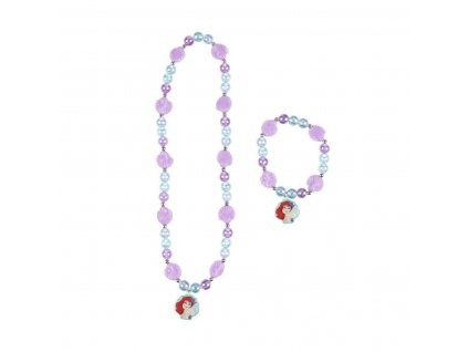 Detský náramok a náhrdelník Princesses Disney Purpurová Tyrkysová (Sada 2 ks)