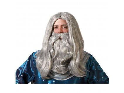 Parochňa s bradou ku kostýmu Mudrc Sivá