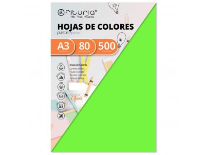 Farebný papier do tlačiarne a do kopírky Fabrisa A3 Pastelová zelená (500 listov)