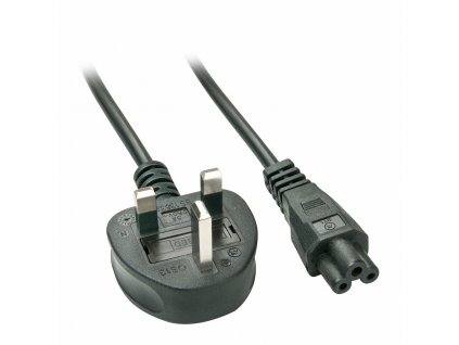 Britský napájací kábel UK/IEC C5 LINDY 30409 (male konektor 1× vidlica typu G, female konektor trojlístok 1× IEC C5) (2 m)