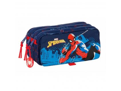 Trojitý peračník Spider-Man Modrá 21,5 x 10 x 8 cm