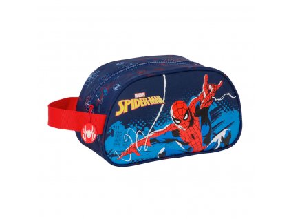 Detská kozmetická taška s pútkom Spider-Man Neon Námornícka modrá (26 x 15 x 12 cm)