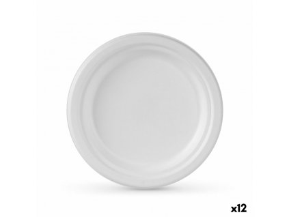 Jednorazové taniere Algon Cukrová trstina Biela Okrúhly 17 cm (Pack 12 x 25 ks)