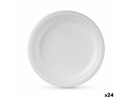 Jednorazové taniere Algon Cukrová trstina Biela Okrúhly 22 cm (Pack 24 x 5 ks)