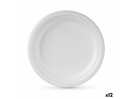 Jednorazové taniere Algon Cukrová trstina Biela Okrúhly 22 cm (Pack 12 x 25 ks)