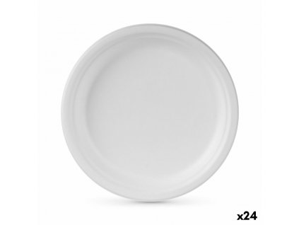 Jednorazové taniere Algon Cukrová trstina Biela Okrúhly 25 cm (Pack 24 x 5 ks)