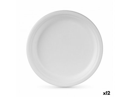 Jednorazové taniere Algon Cukrová trstina Biela Okrúhly 25 cm (Pack 12 x 25 ks)